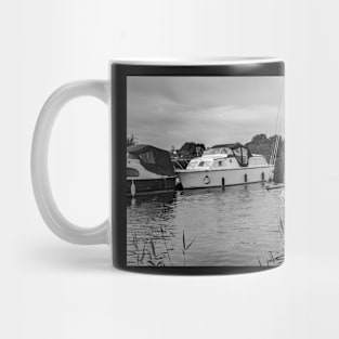 Boats moored on the Norfolk Broads Mug